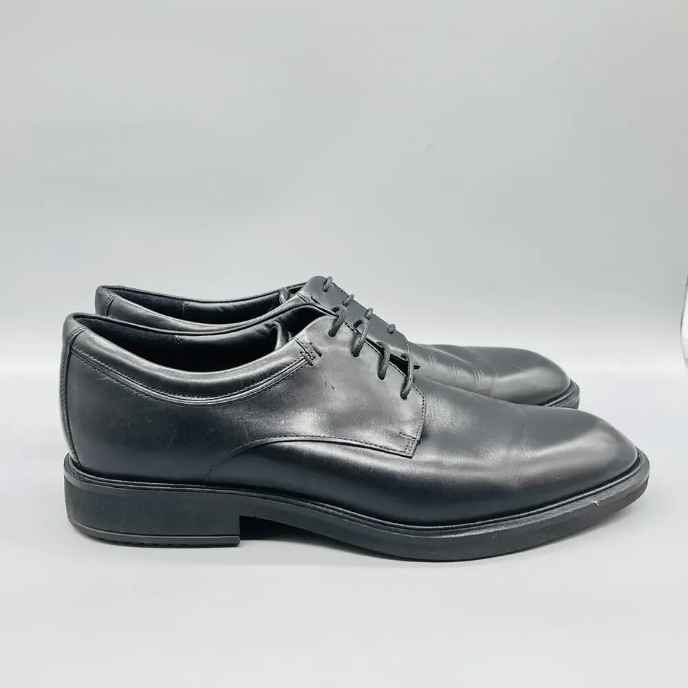 ECCO Shoes Mens 12 Black Leather Lace Up Derby Oxford Dress Comfort Classic